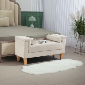 HOMCOM Bancă de tapitat, design vintage, 2 perne, chenille, 115 x 44 x 58 cm, Bej | Aosom Romania