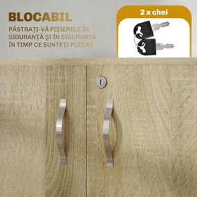 Vinsetto Dulap pentru documente cu încuietoare, 2 uși și raft intern, 80x40x80 cm, culoare stejar | Aosom Romania