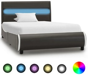 285027 vidaXL Cadru de pat cu LED, antracit, 100x200cm, piele artificială