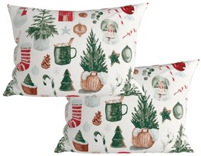 Set de 2 huse decorative pentru perna MAGIC CHRISTMAS 50x70 cm, alba