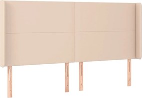 vidaXL Tăblie pat cu aripioare, cappuccino,183x16x118/128 cm piele eco