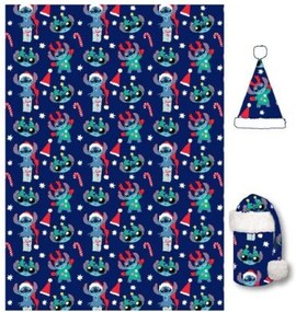 Disney Lilo și Stitch Holiday Set de pătură și căciulă de flanel de Crăciun