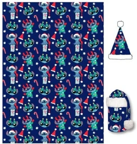 Disney Lilo și Stitch Holiday Set de pătură și căciulă de flanel de Crăciun