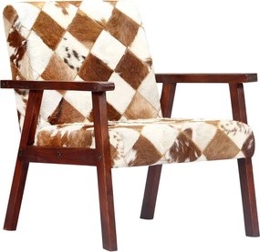 vidaXL Fotoliu, alb și maro, piele naturală de capră