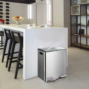 Coș de gunoi argintiu mat pentru reciclare/cu pedală 2x20 l din oțel Aliya – Spirella