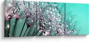 Tablou - planta cu rouă (cu ceas) (90x30 cm)