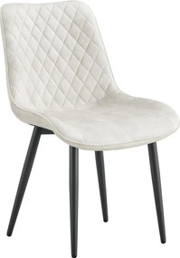 Scaun ZAINA TIP 1, crem/negru, stofa catifelata/metal, 50x64x84 cm