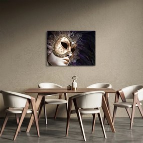 Tablou pe sticlă cu statuie cu masca (70x50 cm)