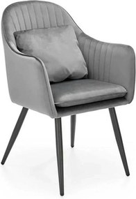 Scaun K464, gri/negru, stofa catifelata/metal, 58x59x84 cm