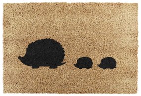 Covoraș de intrare din fibre de nucă de cocos 40x60 cm Hedgehog Family – Artsy Doormats