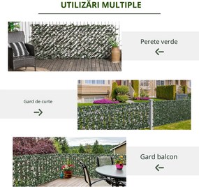 Outsunny Gard Artificial Extensibil cu 2 Secțiuni din Poliester și Ratan, 200x100 cm, Verde | Aosom Romania