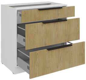 Dulap inferior de bucătărie Carminia 80 D 3S BB PREMIUM BOX (stejar cremona + alb). 1128042