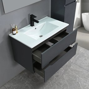 Trent 80 dulap de baie inferior cu chiuvetă ceramică 2 sertare, gri antracit