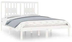 3104044 vidaXL Cadru de pat, alb, 140x190 cm, lemn masiv de pin