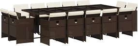 vidaXL Set mobilier de grădină cu perne, 15 piese, maro, poliratan
