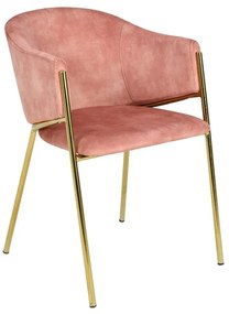 Set de 2 scaune aspect retro, Metal Auriu, Catifea Rose, NOBLESSE A-47583 VC