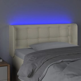 Tablie de pat cu LED, crem, 93x16x78 88 cm, piele ecologica 1, Crem, 93 x 16 x 78 88 cm