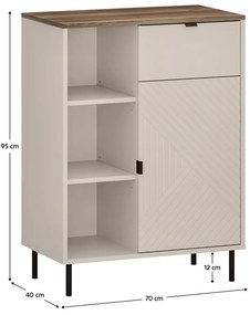 Dulap EYCO 1D1S, cașmir/stejar castello