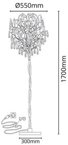 Lampadar de cristal 5xG9/40W/230V auriu