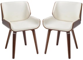 HOMCOM Set de 2 scaune pentru sufragerie stil vintage șezut tapițerie sintetică 51,5 x 53 x 79,5 cm alb maro | Aosom Romania