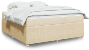 vidaXL Pat continental cu saltea, crem, 180x200 cm, textil