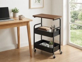 Masuta de colt pe roti NEXORA 77x43 cm, neagra