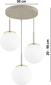 Brilagi - Lustră suspendată pe cablu MILO ECRU 3xE27/60W/230V, bej/auriu