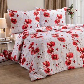 decoDoma Lenjerie de pat din microfibră POPPIES 2x pat simplu