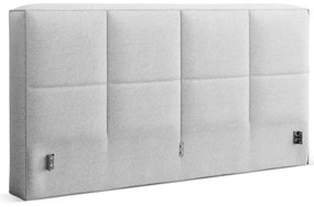 Pat matrimonial gri deschis tapițat cu spațiu de depozitare cu somieră 180x200 cm Simon Darren – Micadoni