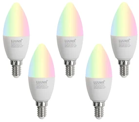 Set de 5 becuri LED Smart E14 C37 Opal RGBW 4.9W 470 lm 2700-6500K