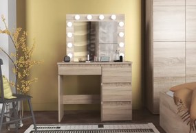 Masă de toaletă cu oglindă LED Cleopatra Sonoma Brown