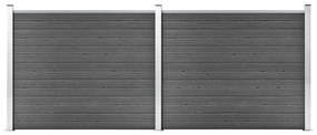 Set panouri gard, 353x146 cm, negru, WPC 1, Negru, 353 x 146 cm