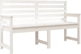vidaXL Bancă de grădină, alb, 159,5x48x91,5 cm, lemn masiv de pin