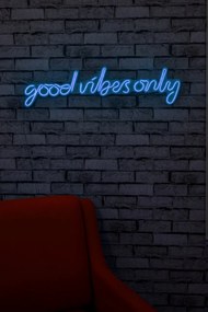 Decoratiune luminoasa LED de perete Good Vibes Only Albastru 76x19x2 cm