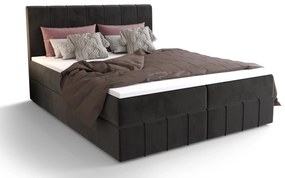 Pat matrimonial Boxspring 160 cm Barack (negru) ( cu saltea și sp. depozitare). 1046387