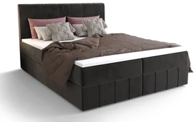 Pat matrimonial Boxspring 160 cm Barack (negru) ( cu saltea și sp. depozitare). 1046387
