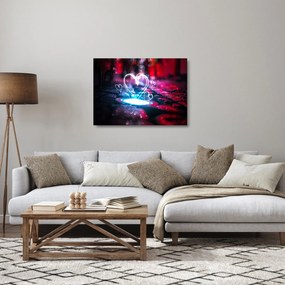 Tablou pe sticlă cu inima iluminată (70x50 cm)