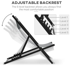 Outsunny Set 2 Scaune Fotoliu Sezlong pentru Exterior, Pliabile si Rabatabile, din Aluminiu, Gri, 96.5 x 58 x 91.5cm | Aosom Romania