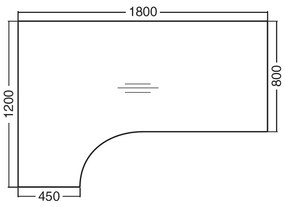 Birou ergonomic ProOffice A 180 x 120 cm, stanga, fag