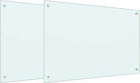 vidaXL Panou de bucătărie 2 pcs Alb 90 x 60 cm sticlă securizată