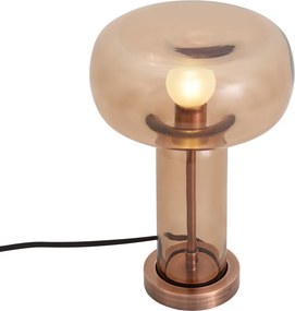 Lampă de masă stil Hotel Chic, bronz închis cu sticlă maro - Amara