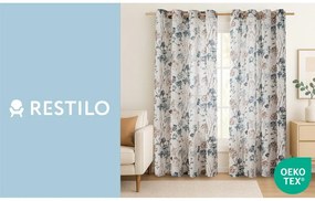 Draperie albastru-deschis/crem 135x250 cm Flosi – Restilo