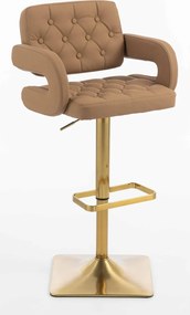 HR8403KW Scaun Caramel Piele Ecologica Premium Soft cu Bază Aurie