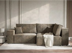 Colțar maro extensibil/cu spațiu de depozitare cu tapițerie din chenille (cu colț pe partea dreaptă/în formă de ”L”) Tonga – Maison de Rêve