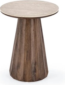 Masuta cafea DIAVOLA S, travertin/nuc, 40x57 cm