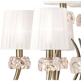 Candelabru clasic cu 9 brate LOEWE antique brass/ abajur alb