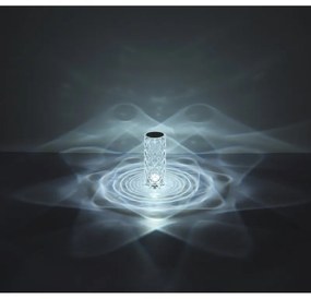 Lampa de masa cu baterii, plastic transparent cu efect de cristal Gixi alb 9cm