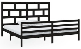 3101307 vidaXL Cadru de pat, negru, 200x200 cm, lemn masiv de pin