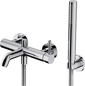 Baterie cada-dus Omnires Contour monocomanda finisaj crom lucios cu set de dus