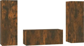 vidaXL Set dulapuri TV, 3 piese, stejar fumuriu, lemn prelucrat